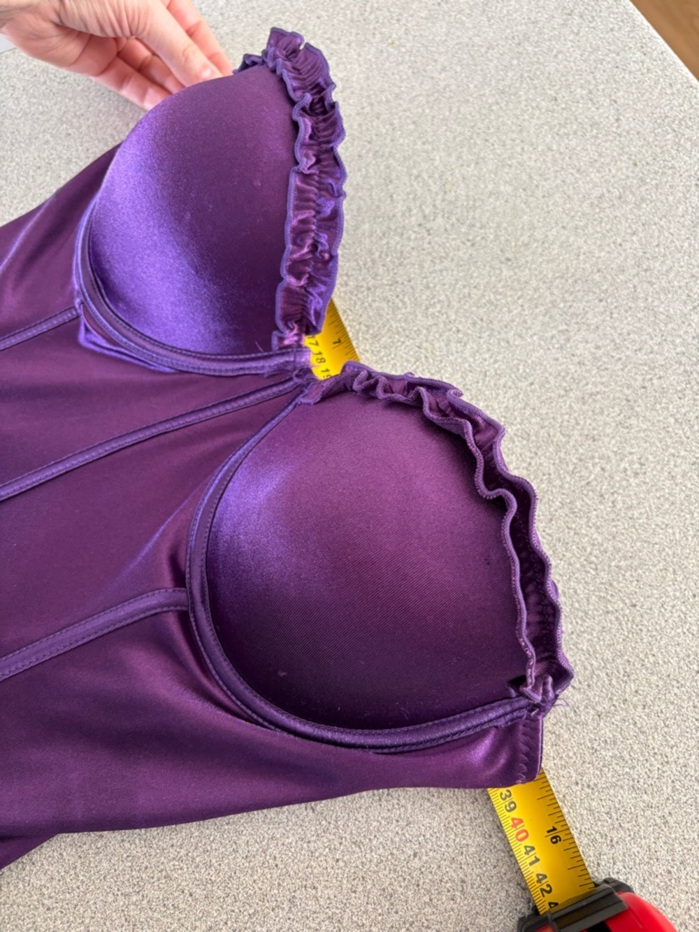 Purple Satin Corset Bustier Gothic Fairycore Renaissance L Cups Whimsigoth Vamp - Picture 9 of 13